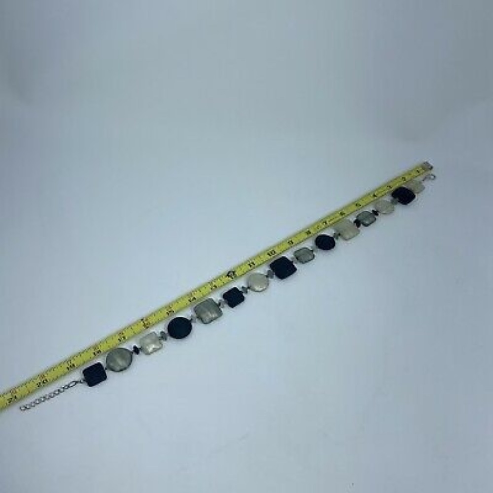 Glass Square Circle Black Statement Necklace Ital… - image 6